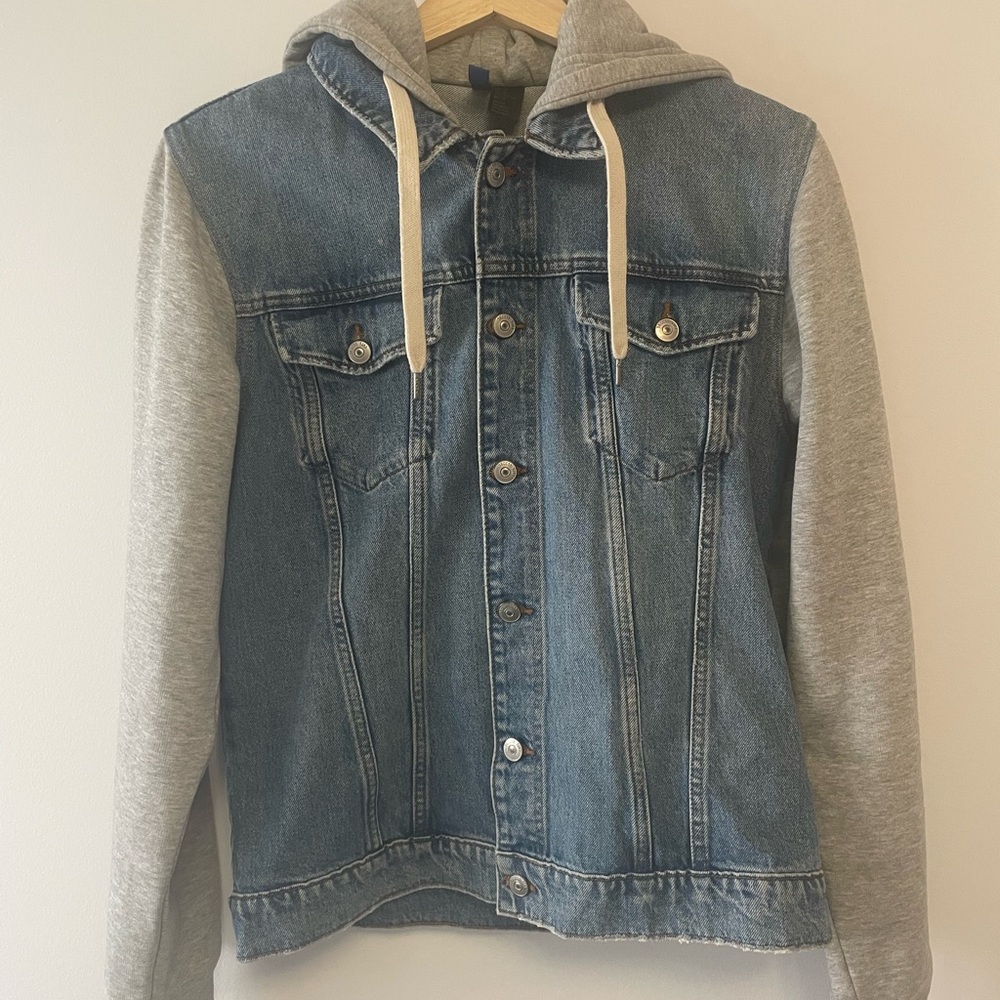 H&M Gray and Blue Hooded Jacket